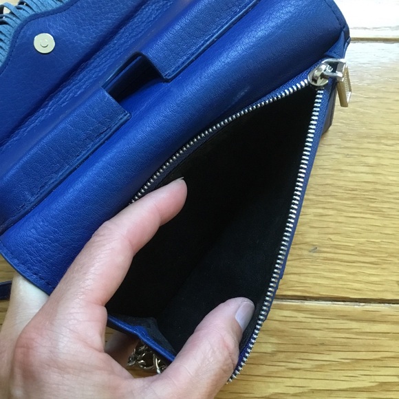 Rebecca Minkoff Blue Leather Fringe Case Mate Convertible Crossbody Bag Clutch - Picture 13 of 16